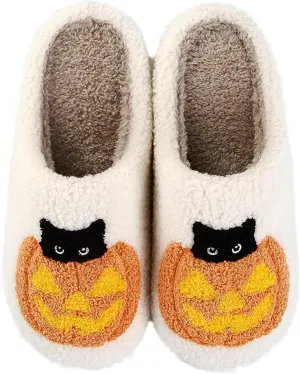 Christmas Slippers Santa Reindeer Halloween Slippers for Women Men Soft Plush Fuzzy Slippers Cozy House Slippers Indoor Outdoor Shoes