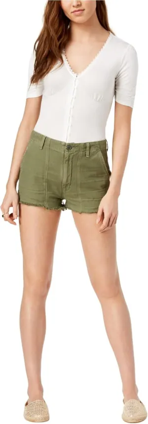 Citizens of Humanity Womens Meghan Frayed Casual Cargo Shorts, Green, 27