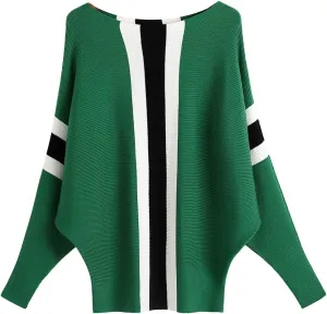 Ckikiou Womens Lightweight Oversized Boat Neck Sweaters Tops Dolman Batwing Sleeve Ribbed Knitted Pullovers