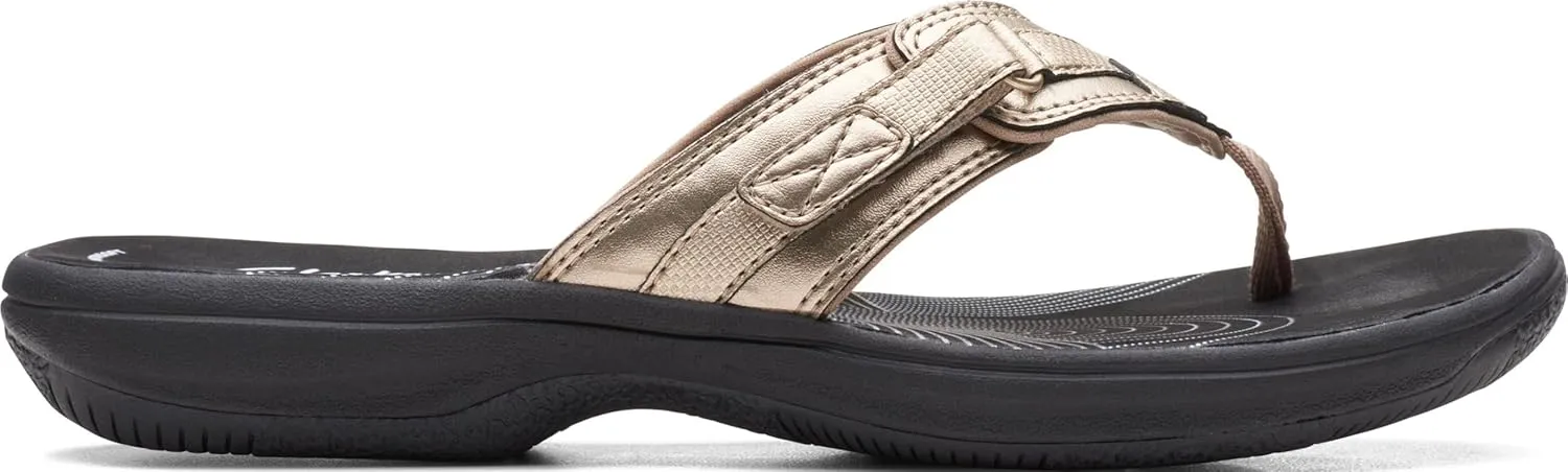 Clarks Womens Breeze Sea Flip-Flop Sandals - Comfortable Flip Flop with Adjustable Hook and Arch Support - Casual Summer Wearing Cloudsteppers for Everyday