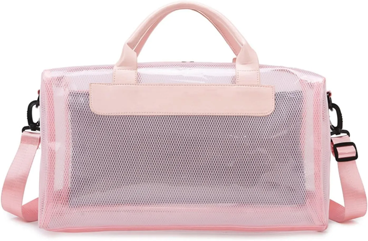 Clear Tote Bag Large Heavy Duty Clear Duffel Bag Clear Gym Bag With Adjustable Strap,With Wet Compartment For Home,Work,Concerts,Beach,Swimming (Pink)