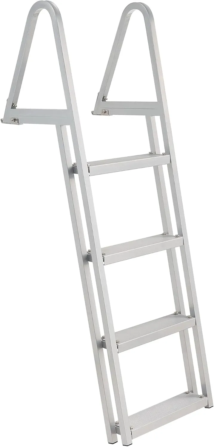 CO-Z 4 Step Removable Dock Ladder, Pontoon Boat Ladder with 350lb Load, Aluminum Swim Ladder with Wide Step & Nonslip Tread, Quick Release Dock Stair for Lake Swimming Pool Marine Boarding