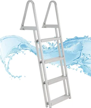 CO-Z 4 Step Removable Dock Ladder, Pontoon Boat Ladder with 350lb Load, Aluminum Swim Ladder with Wide Step & Nonslip Tread, Quick Release Dock Stair for Lake Swimming Pool Marine Boarding