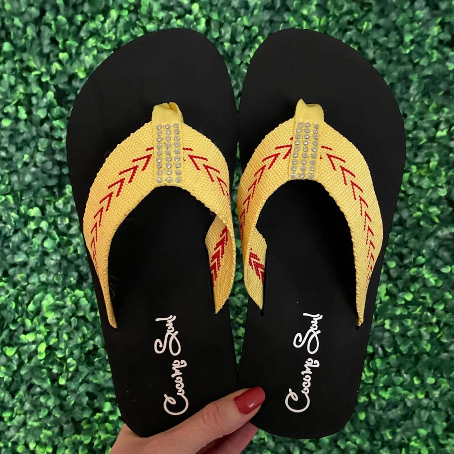Cocomo Soul Softball Flip Flops | Rhinestone Softball Flip Flops | Softball Slippers | Softball Sandals | Softball Flip Flops for Women | Softball MOM Flip Flops