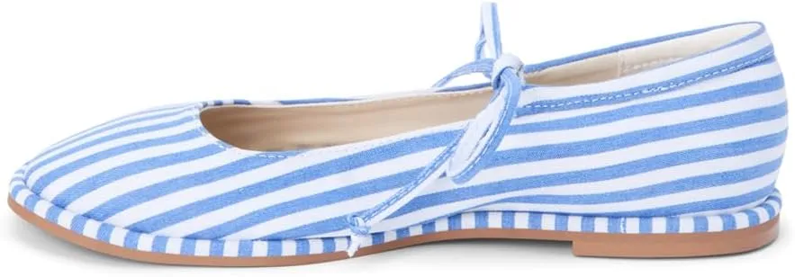 Coconuts by Matisse Womens Gerry Striped Mary Jane Ballet Flats Casual - Blue