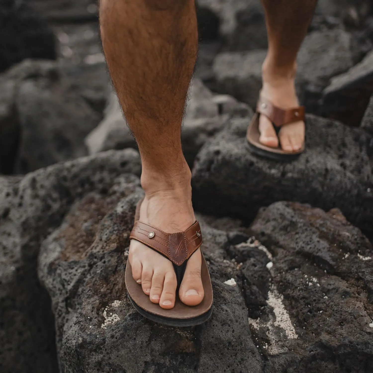 Combat Flip Flops Mens AK Brown Leather Ergo Mens Flip Flops - Bad for Running, Worse for Fighting