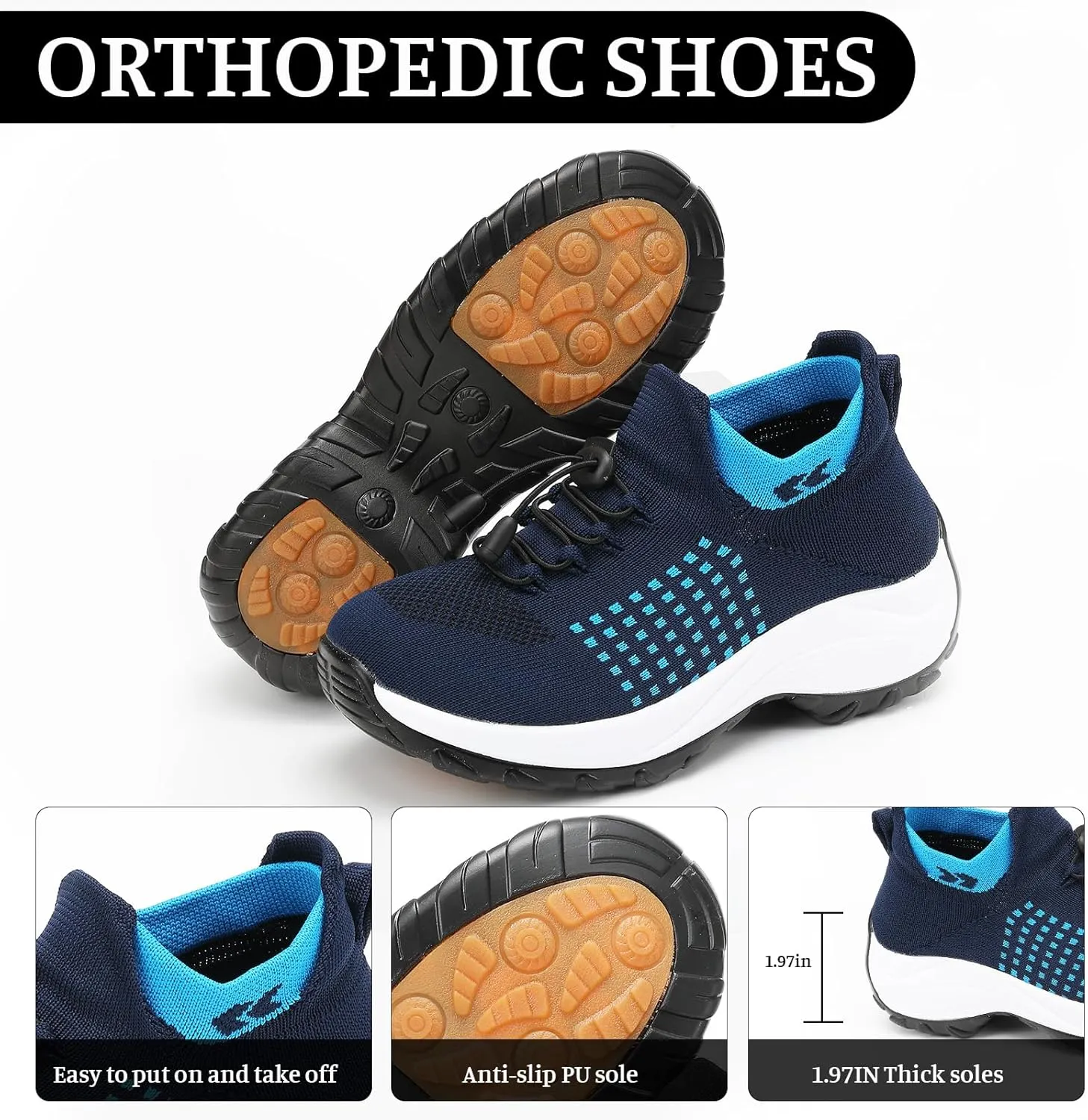 Comfort Wear Orthowear Shoes for Women Comfortwear Ortho Shoes for Women Plantar Fasciitis Orthopedic Sneakers Neuropathy Shoe Wide Width Toe Box Sneakers Arch Support Breathable Lightweight