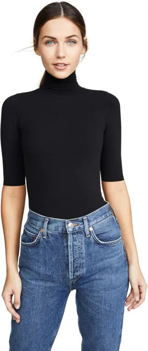 commando Women's Ballet Short Sleeve Turtleneck Thong Bodysuit KT036
