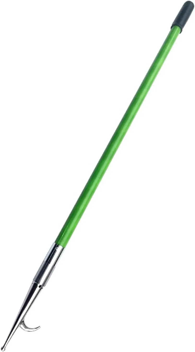 Commercial Boat Push Pole with Removable Stainless Steel Hook - Green Rescue Tool for Life Rafts, Yachts, Motorboats, & Pool Water Recovery