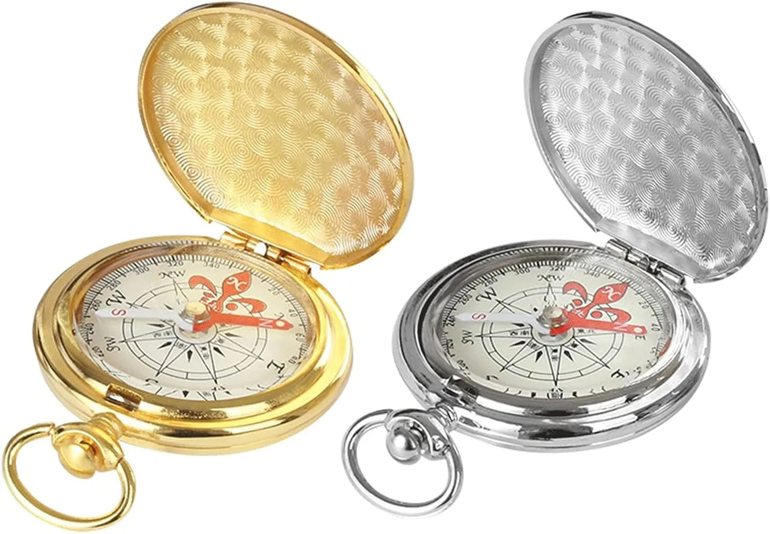 Compass Compass Hiking Survival Camping Hiking Pocket Brass Compass Portable Compass Navigation for Outdoor Activities Flip Cover Handheld Pocket Watch Compass(Gold)