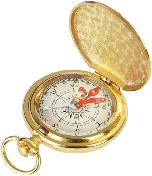 Compass Compass Hiking Survival Camping Hiking Pocket Brass Compass Portable Compass Navigation for Outdoor Activities Flip Cover Handheld Pocket Watch Compass(Gold)