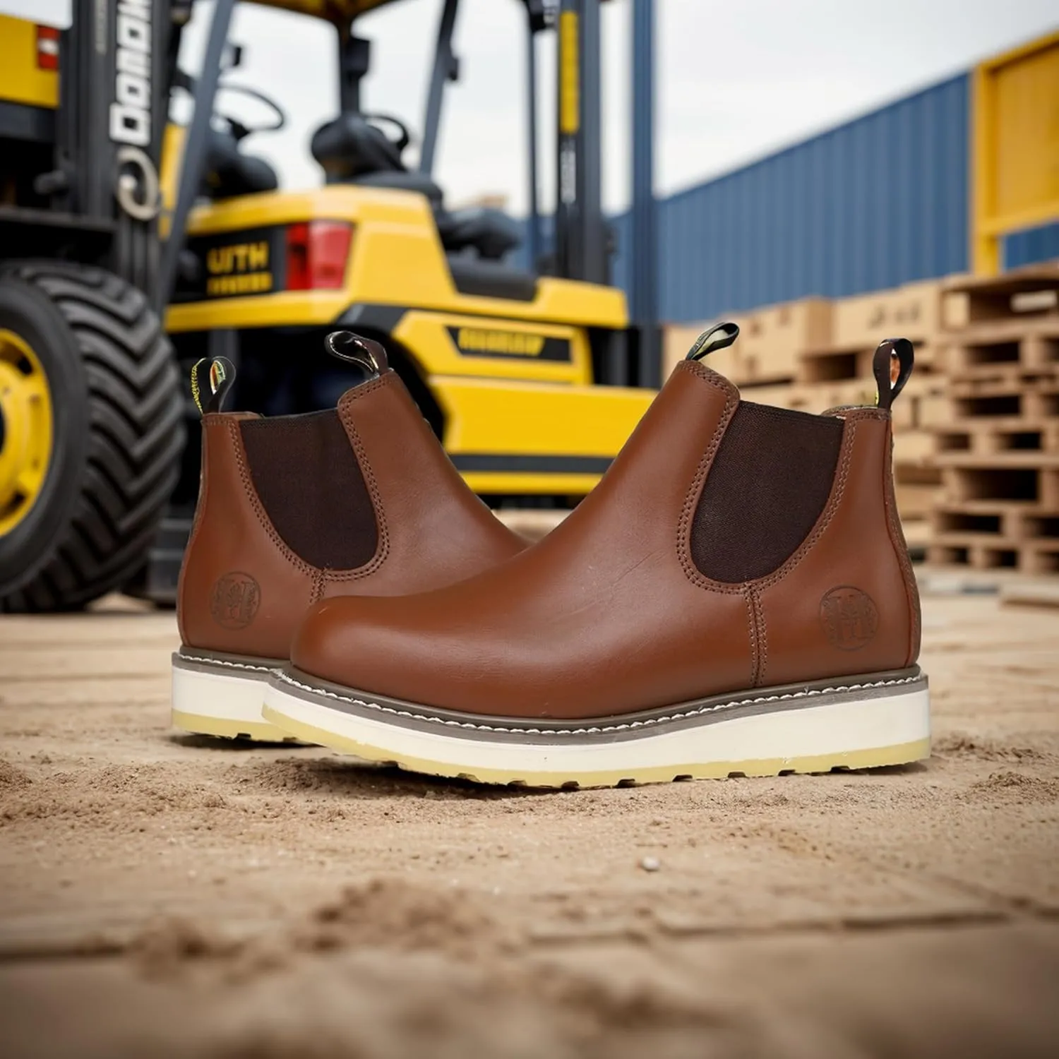 CONRAD Men's Chelsea Slip-On Work Boots - Soft Toe, Composite Toe, Waterproof, Slip Resistant, Safety Shoes