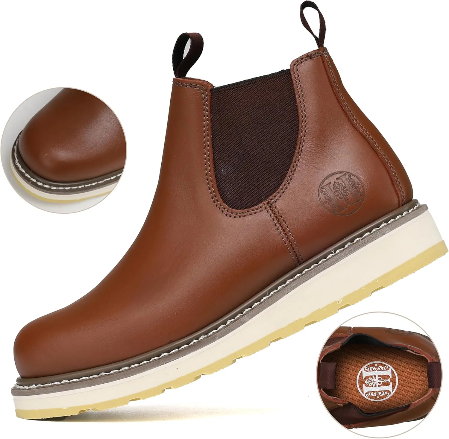 CONRAD Men's Chelsea Slip-On Work Boots - Soft Toe, Composite Toe, Waterproof, Slip Resistant, Safety Shoes