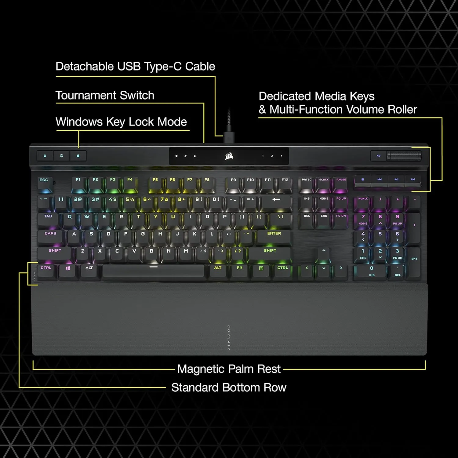 Corsair K70 RGB PRO Wired Mechanical Gaming Keyboard CH-9109414 -Cherry MX RGB Speed Switches: Linear and Rapid (Renewed)