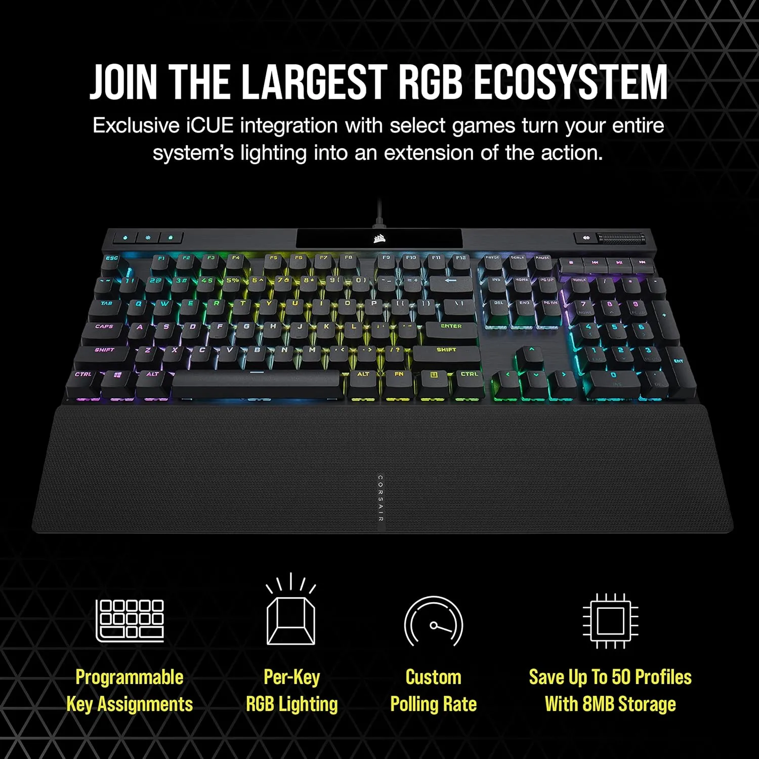 Corsair K70 RGB PRO Wired Mechanical Gaming Keyboard CH-9109414 -Cherry MX RGB Speed Switches: Linear and Rapid (Renewed)