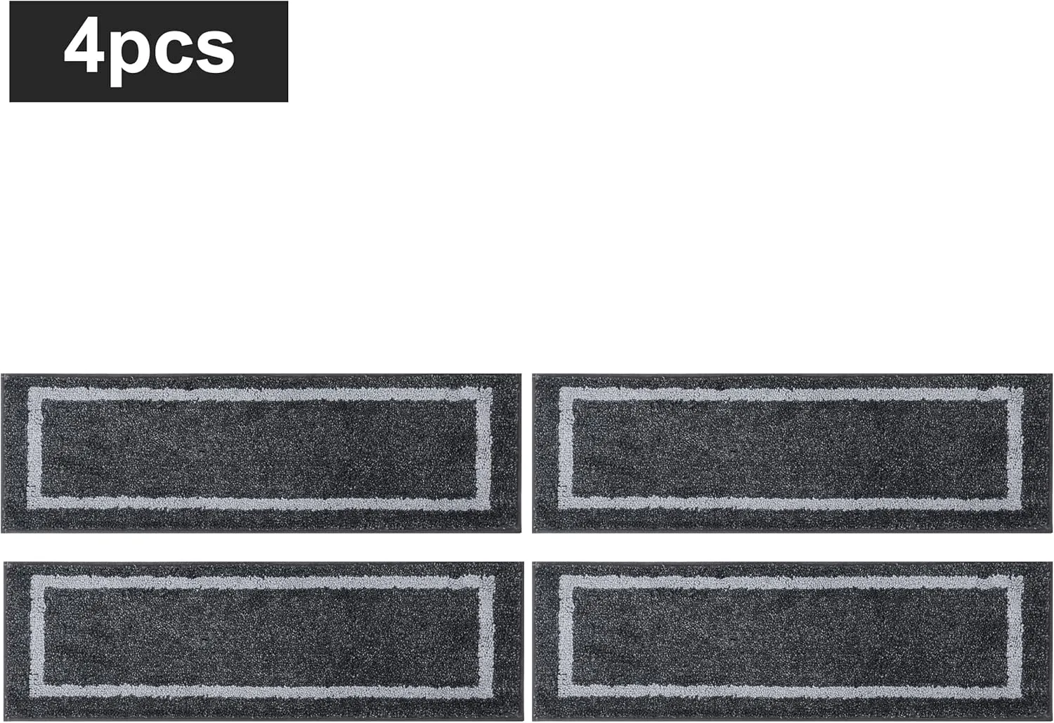 COSY HOMEER Soft Stair Treads Non-Slip Carpet Mat 28inX9in Indoor Stair Runners for Wooden Steps, Stair Rugs for Kids and Dogs, 100% Polyester TPE Backing 4pcs,Black,Square