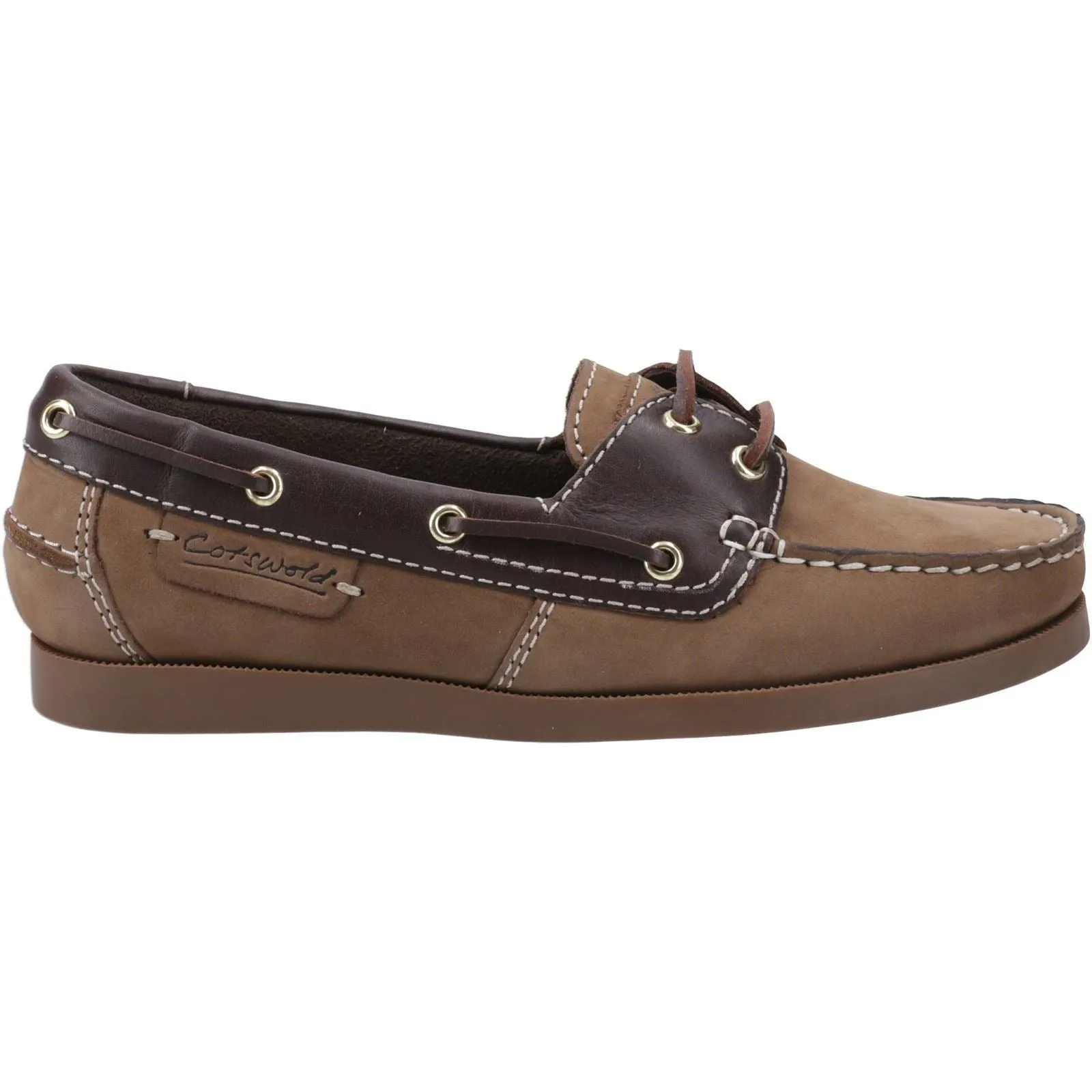 Cotswold Waterlane Leather Women's Taupe/Brown Boat Shoes