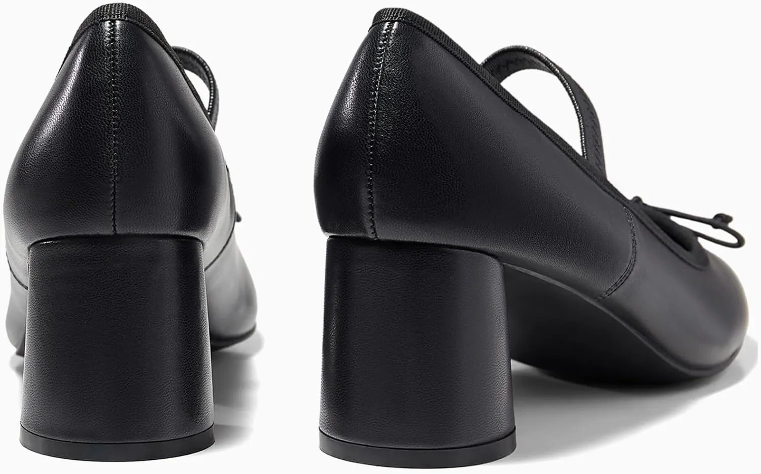 Coutgo Womens Mary Jane Shoes Bowknot Ballet Pumps Closed Toe Chunky Low Heels Dress Casual Wedding Shoes