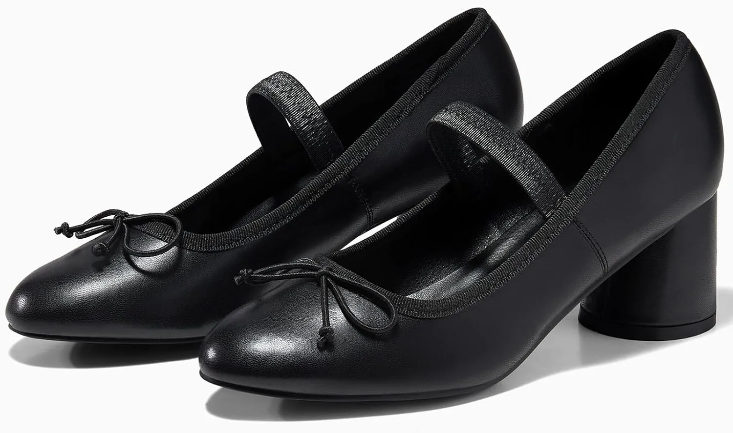 Coutgo Womens Mary Jane Shoes Bowknot Ballet Pumps Closed Toe Chunky Low Heels Dress Casual Wedding Shoes