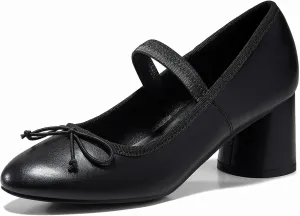 Coutgo Womens Mary Jane Shoes Bowknot Ballet Pumps Closed Toe Chunky Low Heels Dress Casual Wedding Shoes