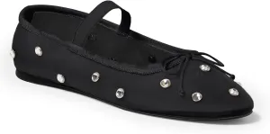 Coutgo Womens Mesh Ballet Flats Crystal Rhinestone Studded Comfortable Mary Jane Dress Shoes