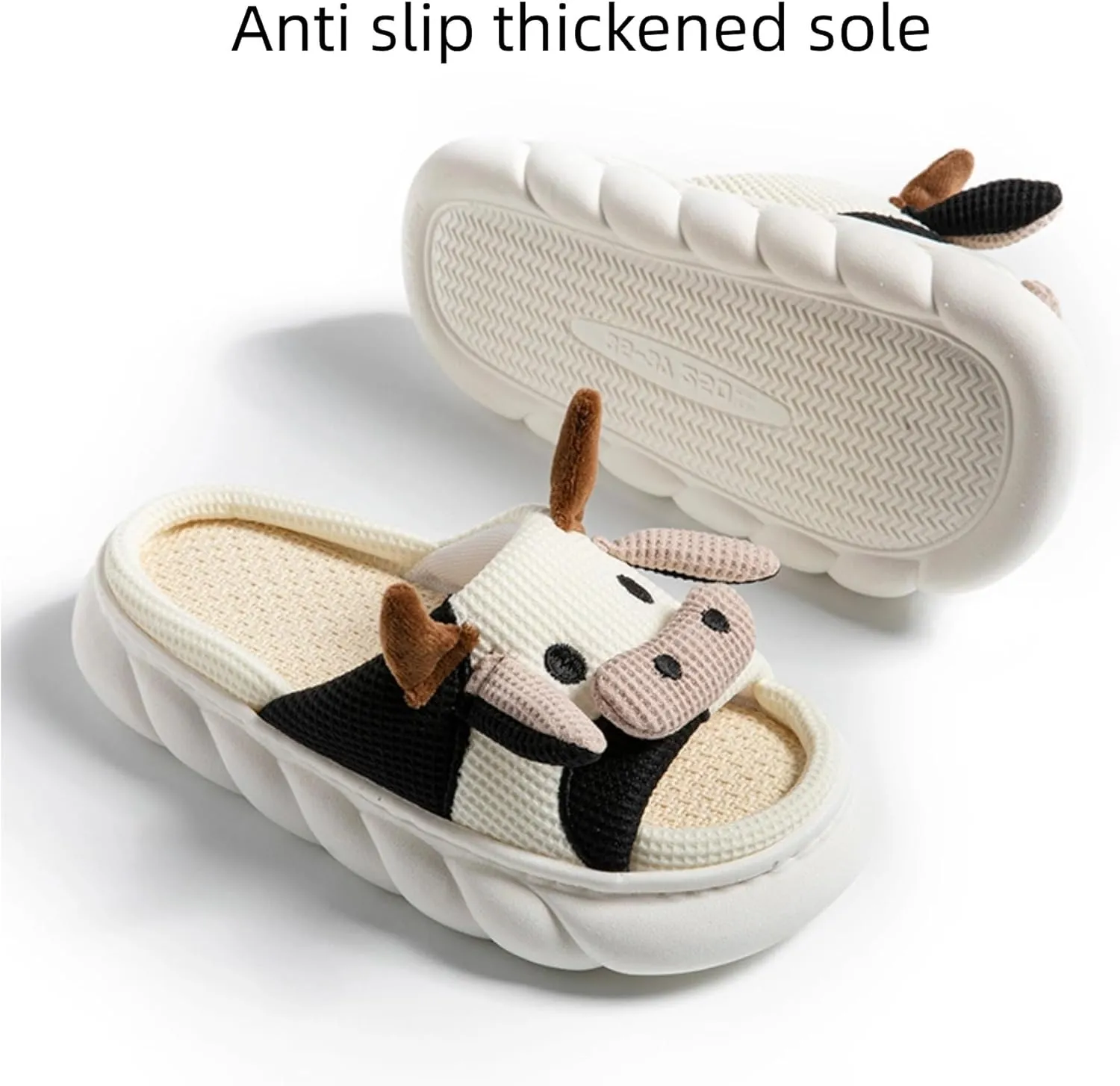 Cow Slippers for Women Men Indoor Cute Cotton Plush Home Couple Slippers Comfy Slides Outdoor Warm Winter Bedroom House Slippers Shoes Cozy Slip On Non-Slip Fuzzy Slippers