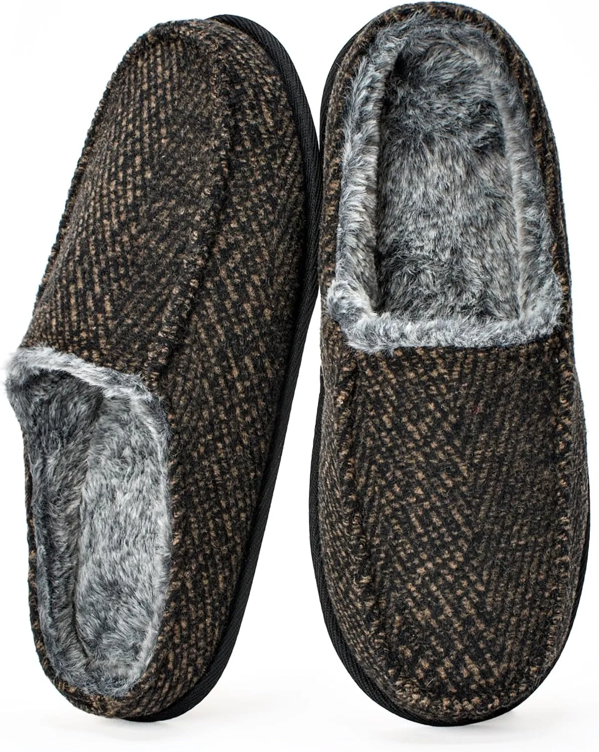 Cozylook Men's Slip-on Slippers, Memory Foam Padded House Moccasins, Non-Slip Sole Indoor/Outdoor, Soft Plush Lining, Cozy Gifts, Sizes 8-15