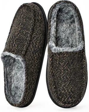 Cozylook Men's Slip-on Slippers, Memory Foam Padded House Moccasins, Non-Slip Sole Indoor/Outdoor, Soft Plush Lining, Cozy Gifts, Sizes 8-15