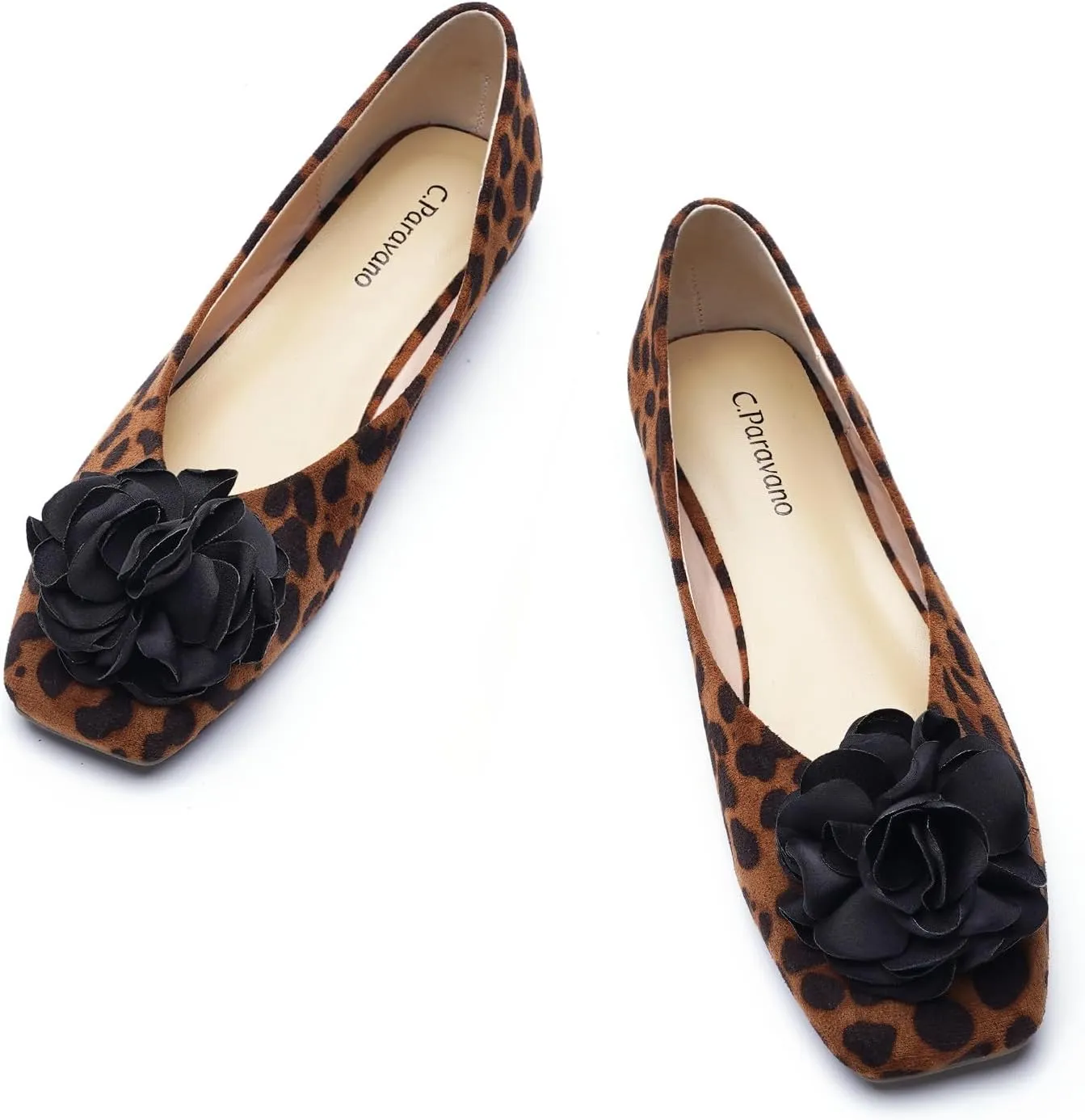 C.Paravano Ballet Flats for Women | Womens Flats Shoes | Square Toe Flats| Women's Flats | Slip On Dress Shoes | Flower Shoes