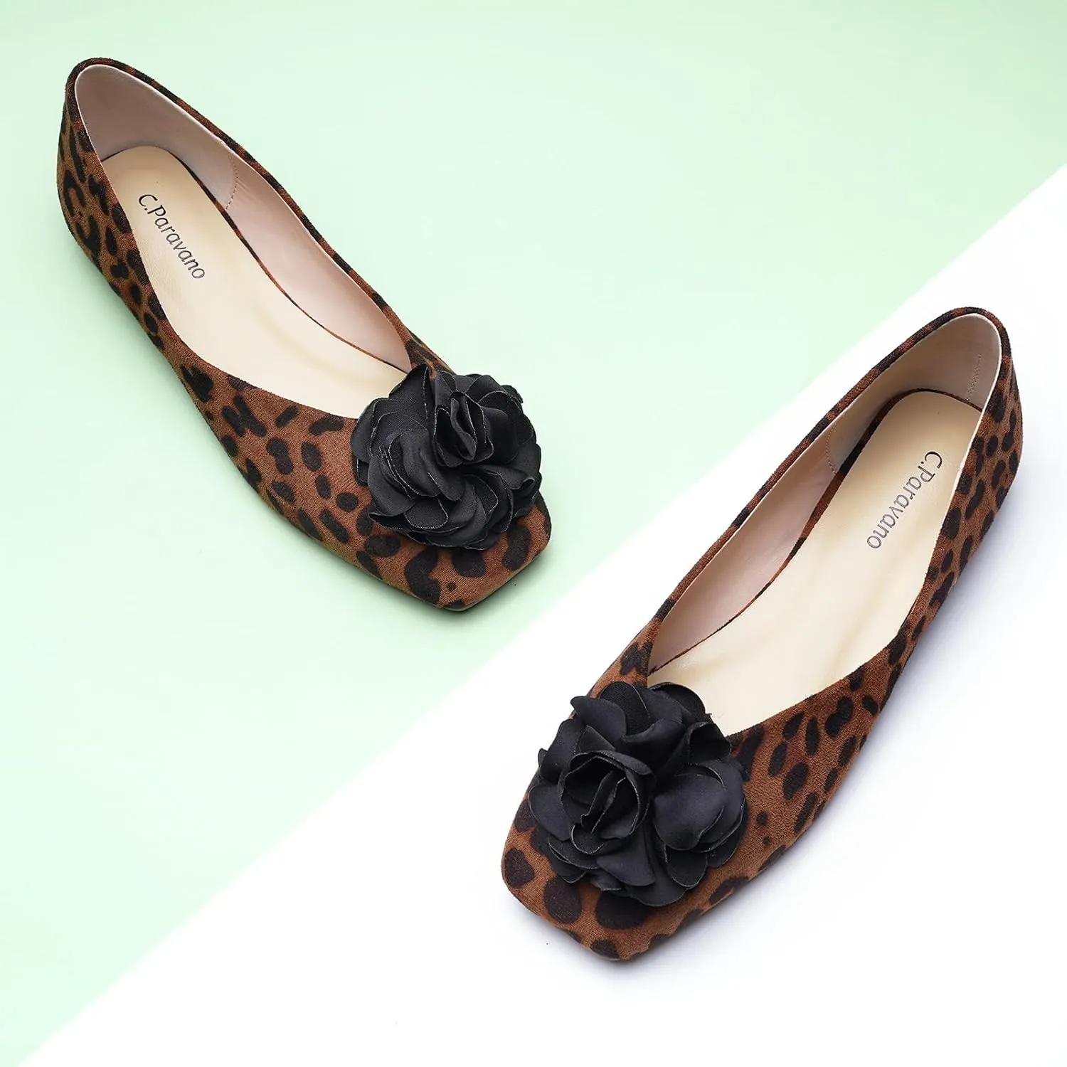 C.Paravano Ballet Flats for Women | Womens Flats Shoes | Square Toe Flats| Women's Flats | Slip On Dress Shoes | Flower Shoes