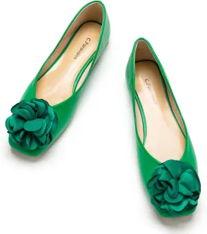 C.Paravano Ballet Flats for Women | Womens Flats Shoes | Square Toe Flats| Women's Flats | Slip On Dress Shoes | Flower Shoes