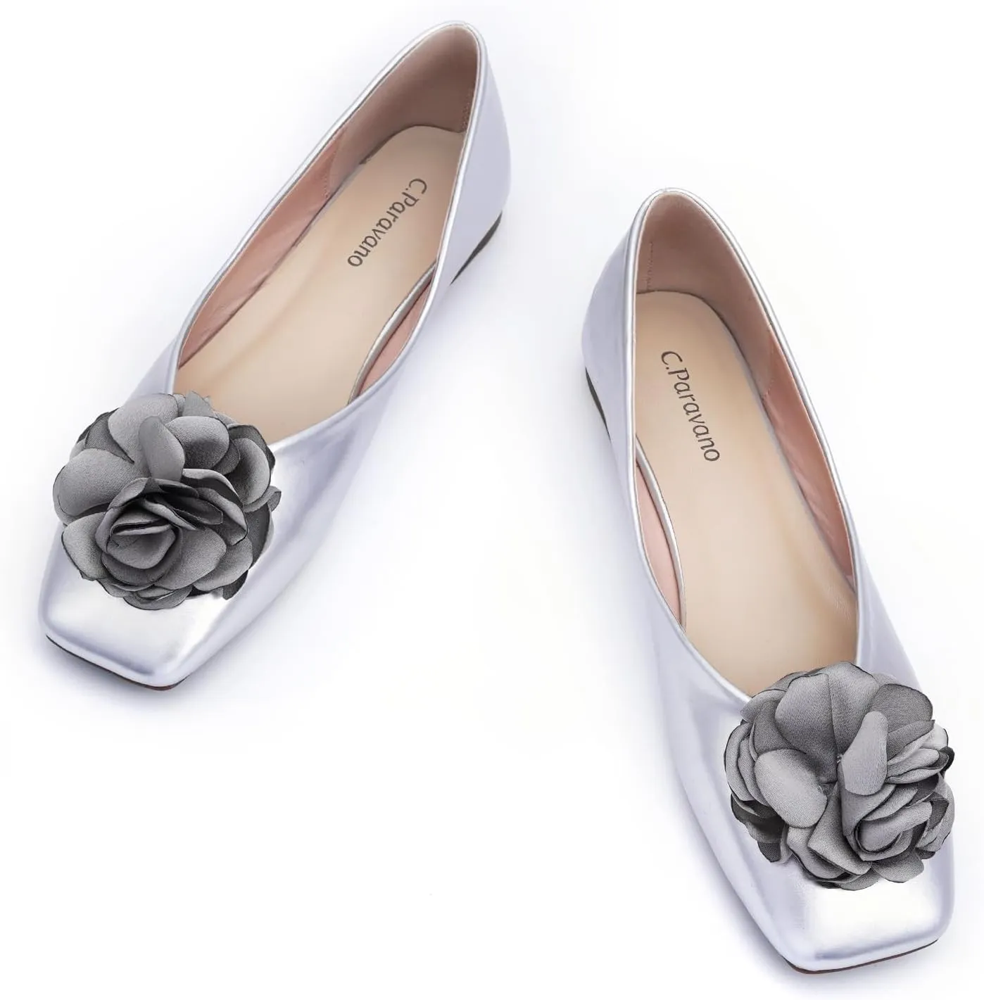 C.Paravano Ballet Flats for Women | Womens Flats Shoes | Square Toe Flats| Women's Flats | Slip On Dress Shoes | Flower Shoes