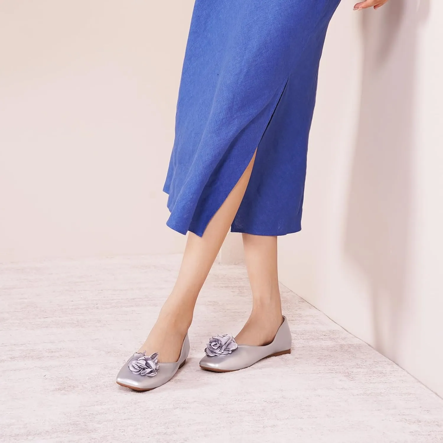 C.Paravano Ballet Flats for Women | Womens Flats Shoes | Square Toe Flats| Women's Flats | Slip On Dress Shoes | Flower Shoes