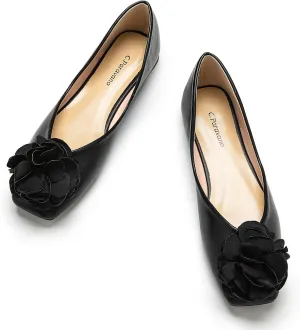 C.Paravano Ballet Flats for Women | Womens Flats Shoes | Square Toe Flats| Women's Flats | Slip On Dress Shoes | Flower Shoes