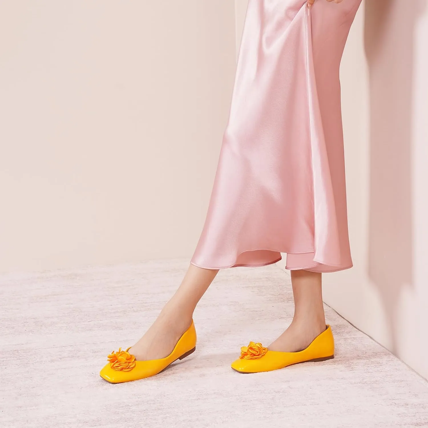 C.Paravano Ballet Flats for Women | Womens Flats Shoes | Square Toe Flats| Women's Flats | Slip On Dress Shoes | Flower Shoes