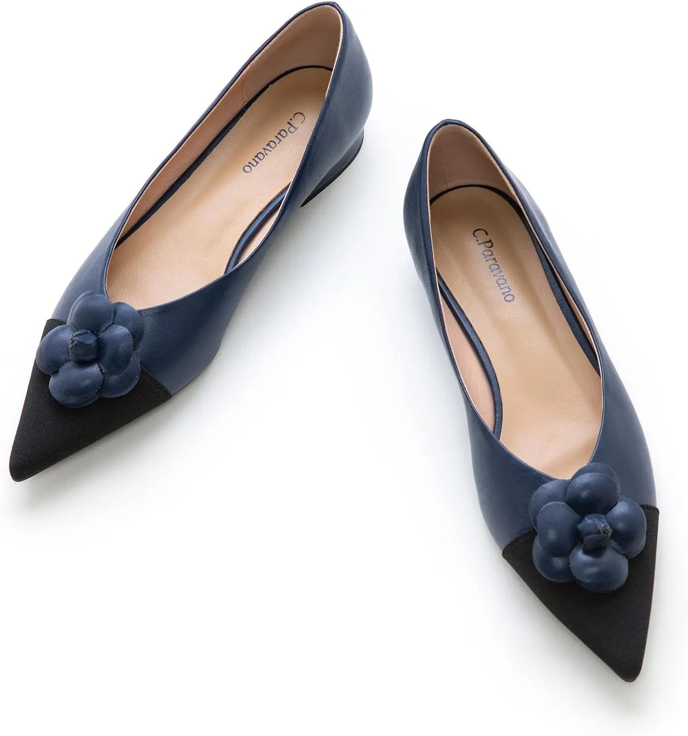 C.Paravano Flat Shoes for Women | Pointed Toe Shoes for Women | Women Pumps | Women's Flats | Pointed Toe Flats | Slip on Shoes Ballet Flats (Size 11.5,Navy)