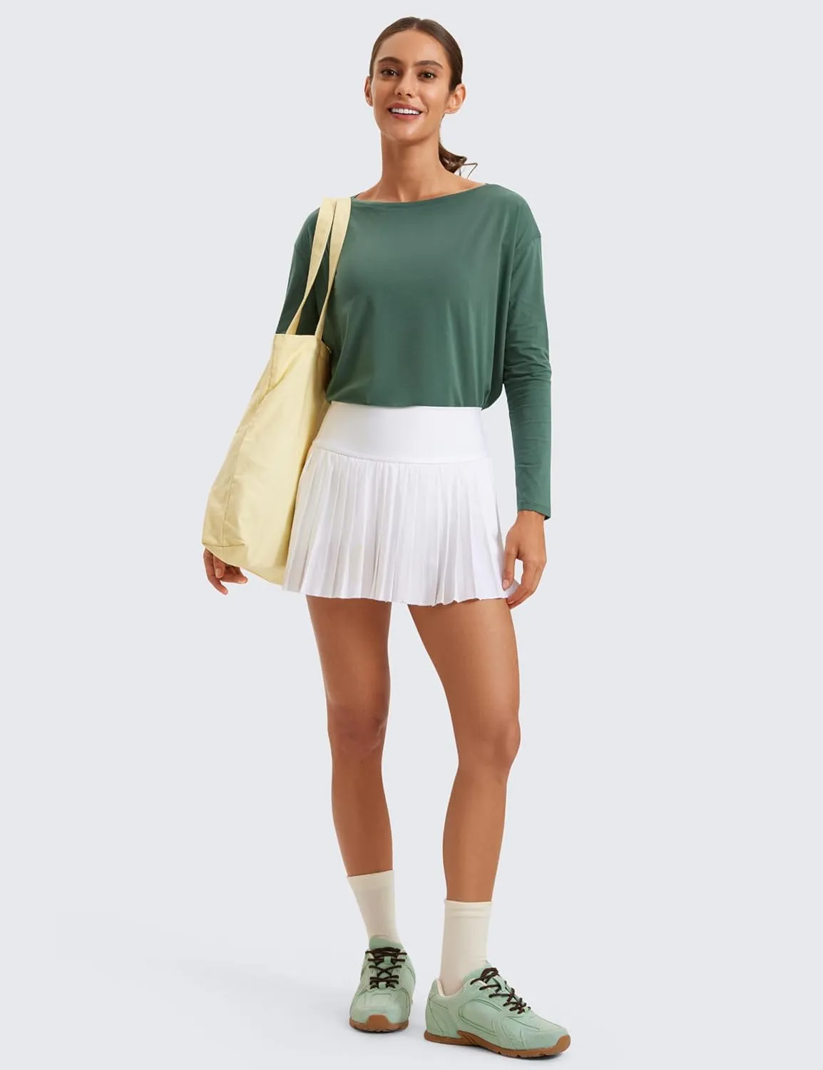CRZ YOGA Pima Cotton Long Sleeve Workout Shirts for Women Loose Fit Athletic Yoga T-Shirts Casual Boat Neck Fall Tops
