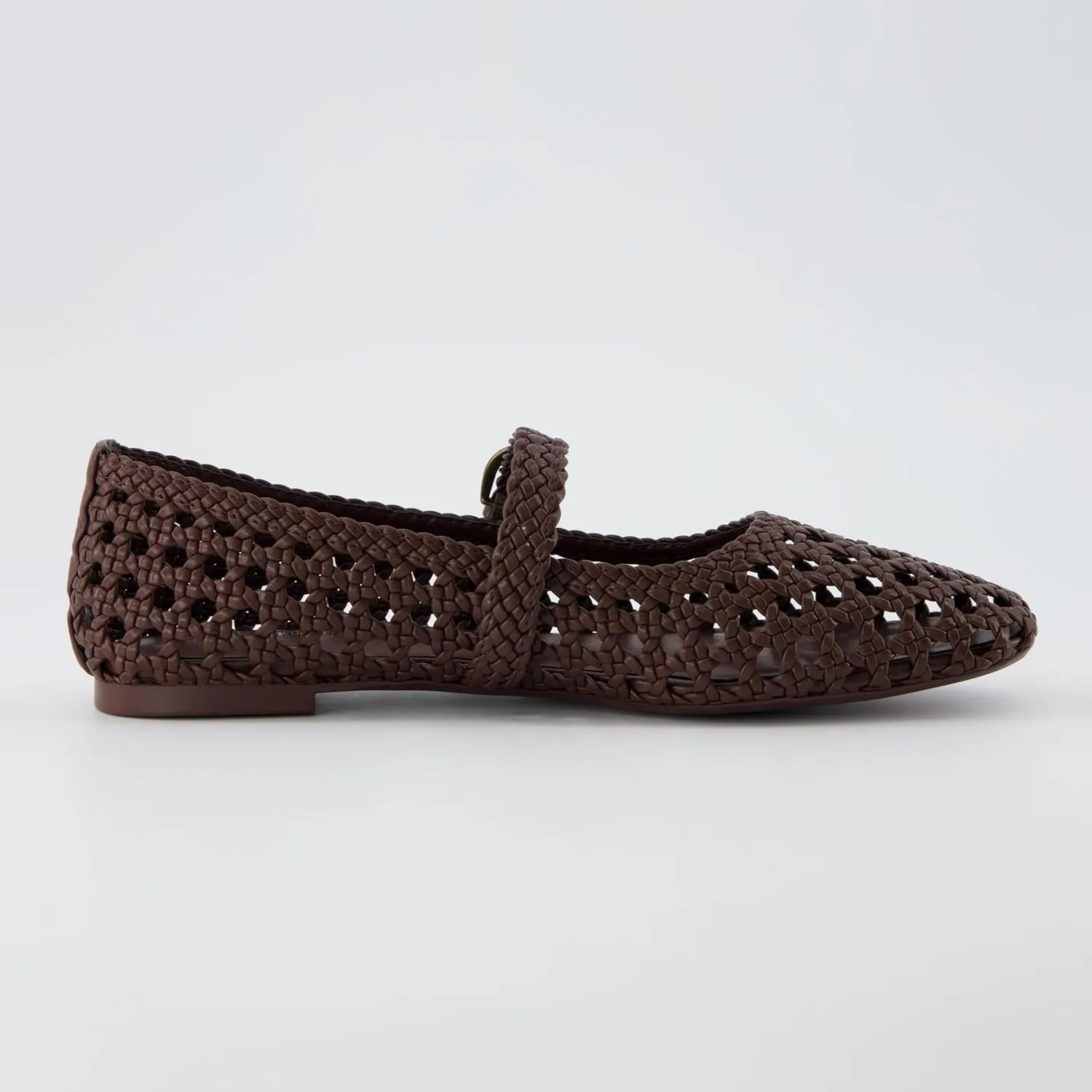 CUSHIONAIRE Weston Women’s Hand Woven Dressy Ballet Flats – Faux Leather Mary Jane with Adjustable Strap & Memory Foam