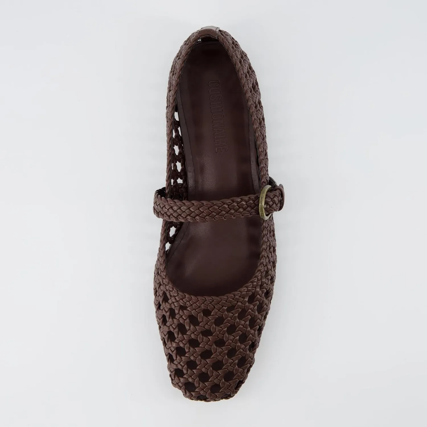 CUSHIONAIRE Weston Women’s Hand Woven Dressy Ballet Flats – Faux Leather Mary Jane with Adjustable Strap & Memory Foam