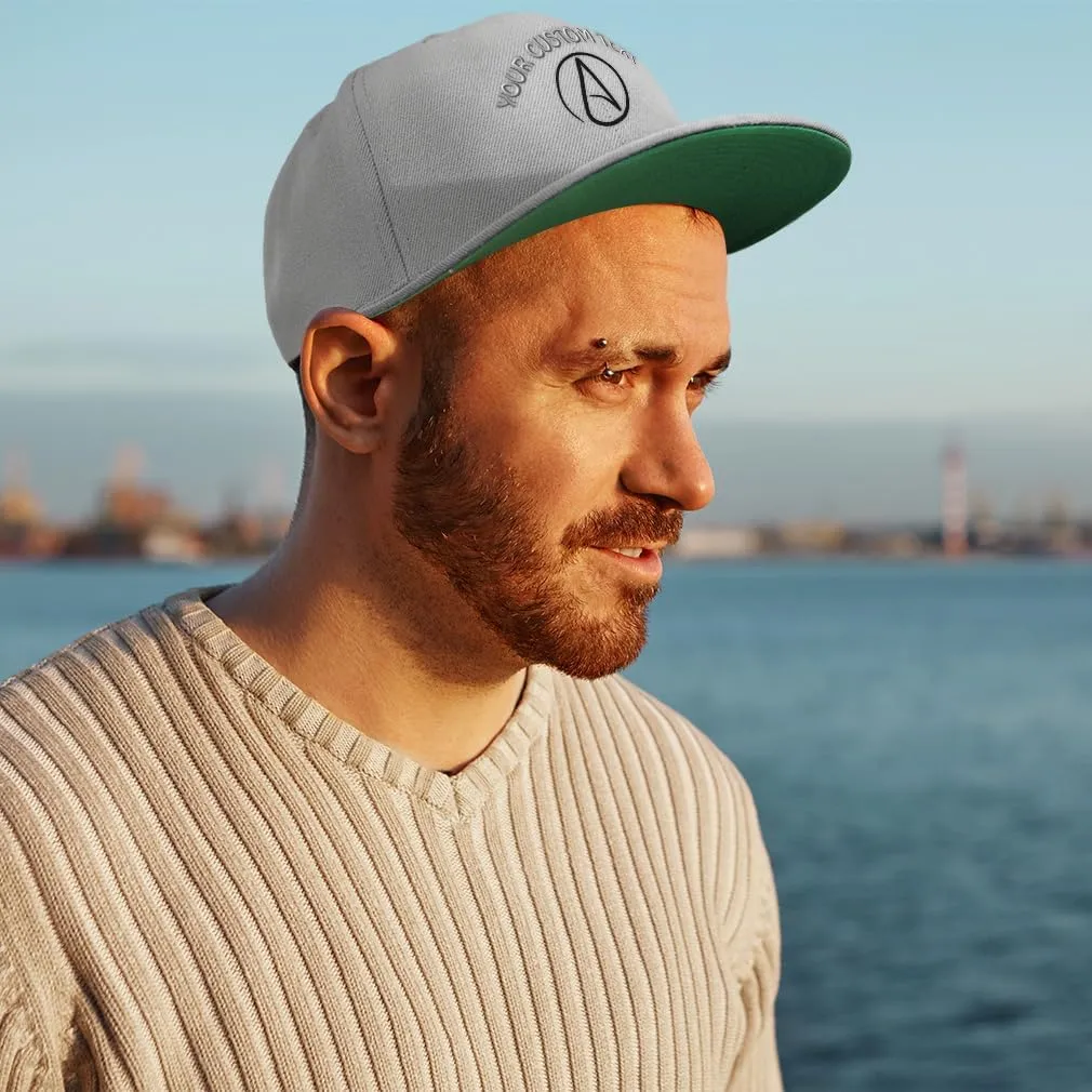 Custom Snapback Hat for Men Flat Brim Hats Atheism Skepticism Embroidered Flat Bill Hat Acrylic