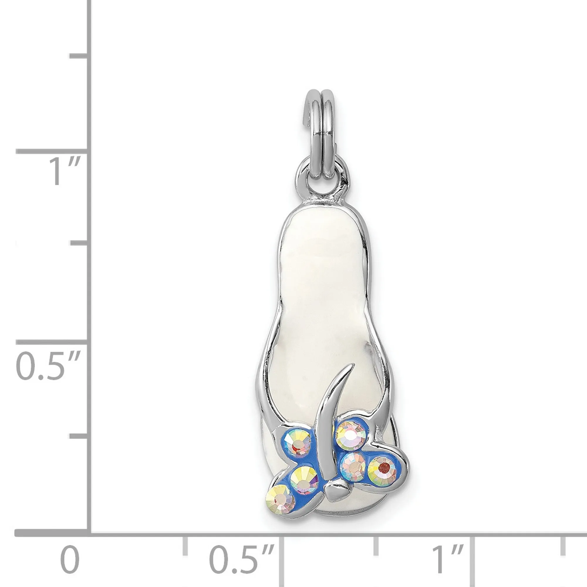 CZ Butterfly Enamel Flip Flop Charm Pendant in Real 925 Sterling Silver