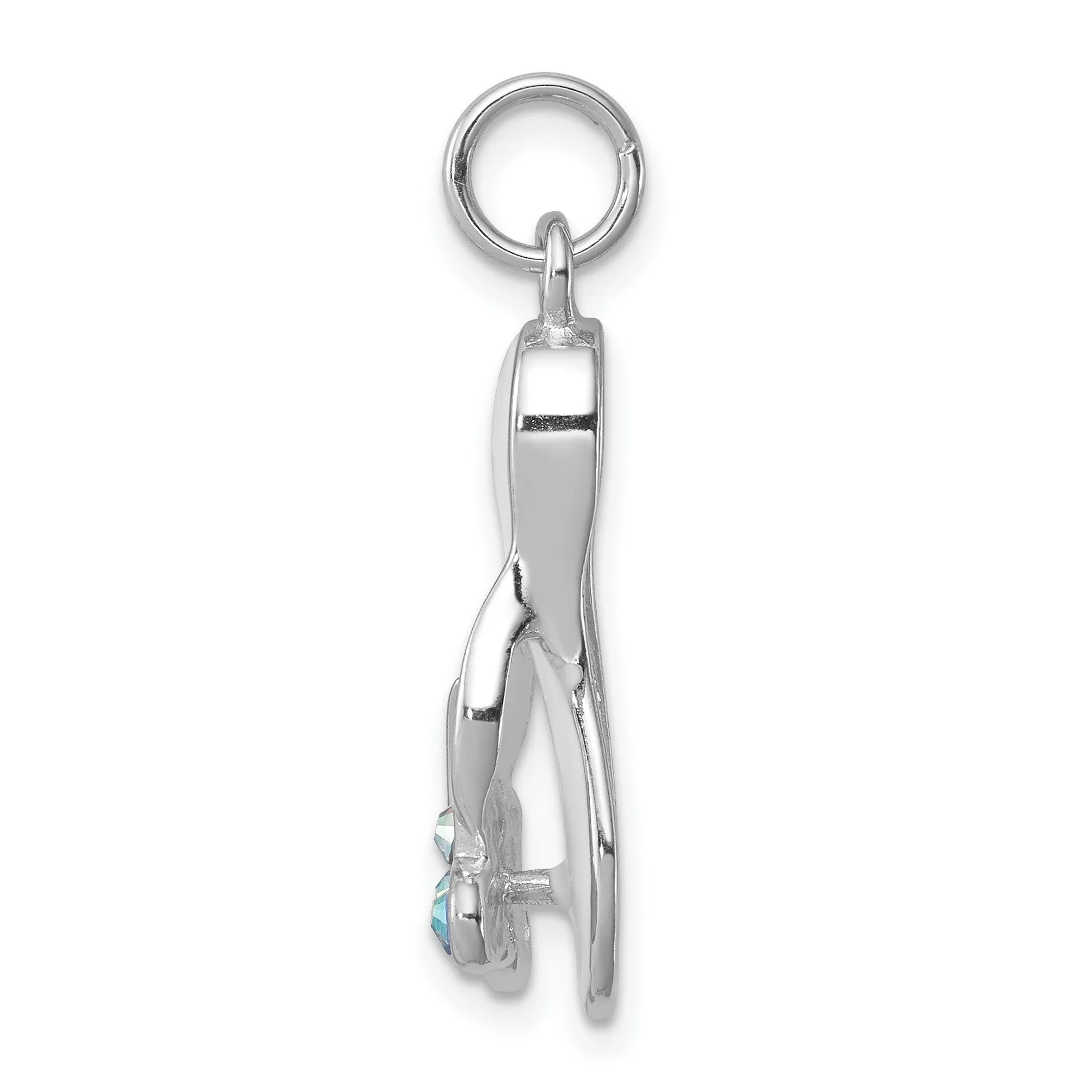 CZ Butterfly Enamel Flip Flop Charm Pendant in Real 925 Sterling Silver
