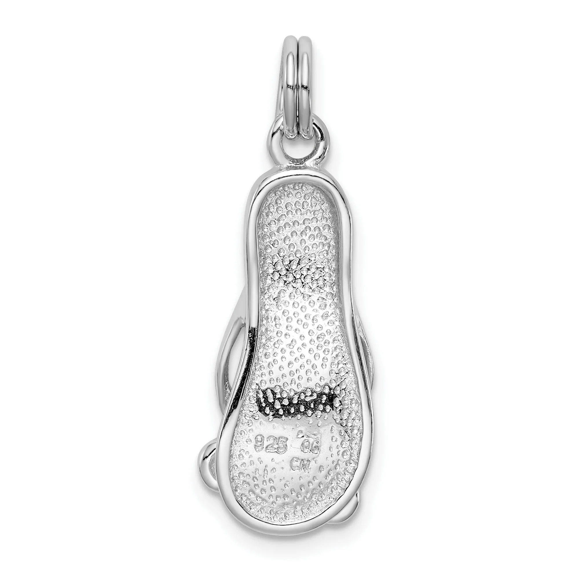 CZ Butterfly Enamel Flip Flop Charm Pendant in Real 925 Sterling Silver