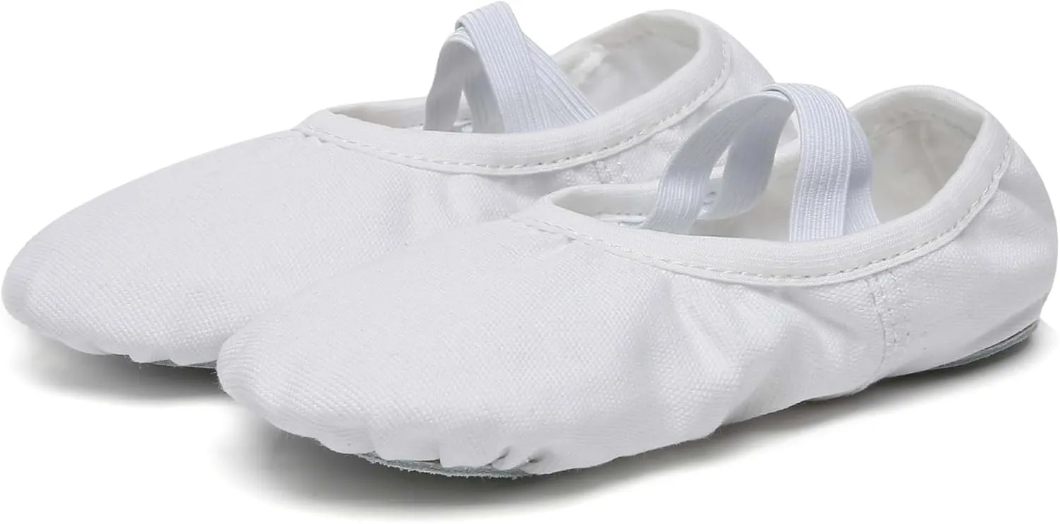 Danzcue Ballet Shoes for Women Soft Canvas/PU Leather Adult Dance Slippers, Ideal Ballet Flats for Women