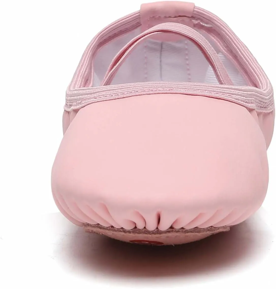 Danzcue Ballet Shoes for Women Soft Canvas/PU Leather Adult Dance Slippers, Ideal Ballet Flats for Women