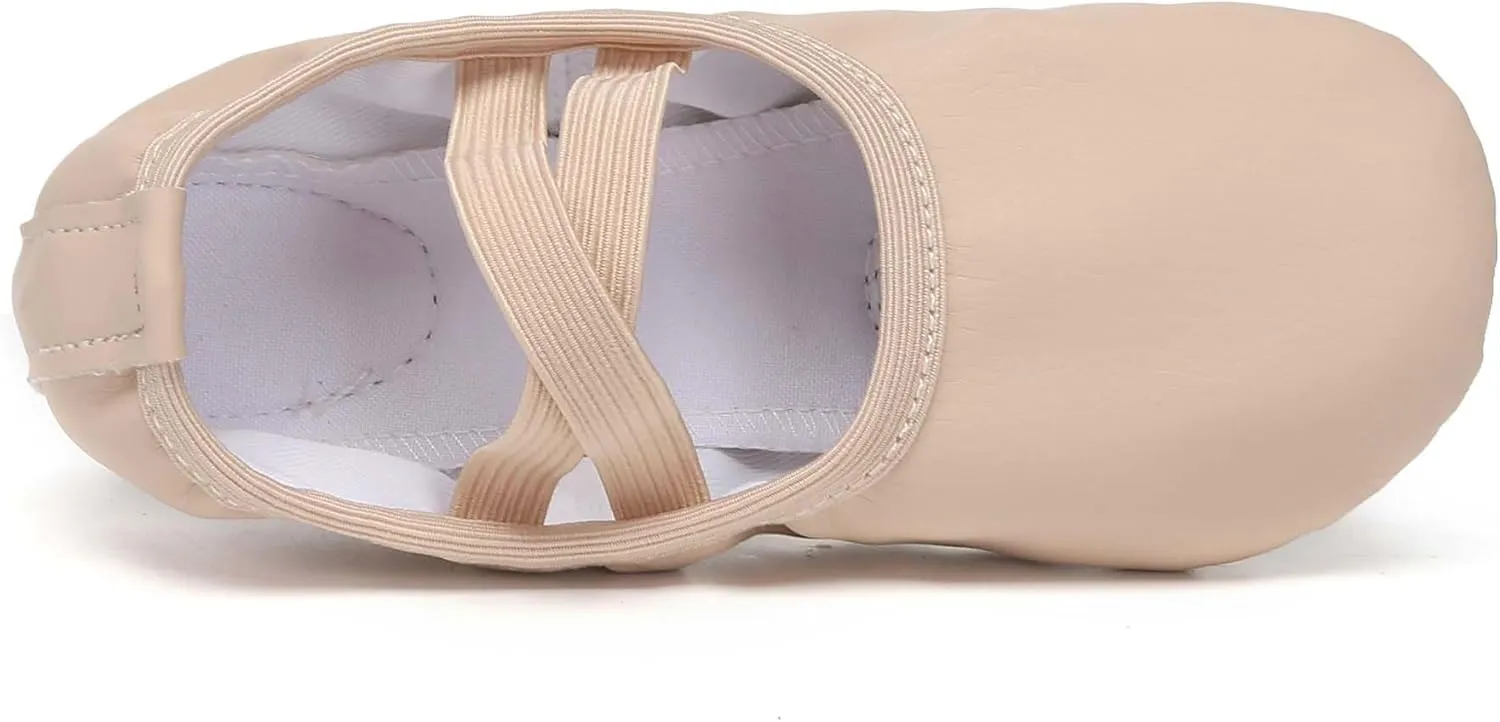 Danzcue Ballet Shoes for Women Soft Canvas/PU Leather Adult Dance Slippers, Ideal Ballet Flats for Women