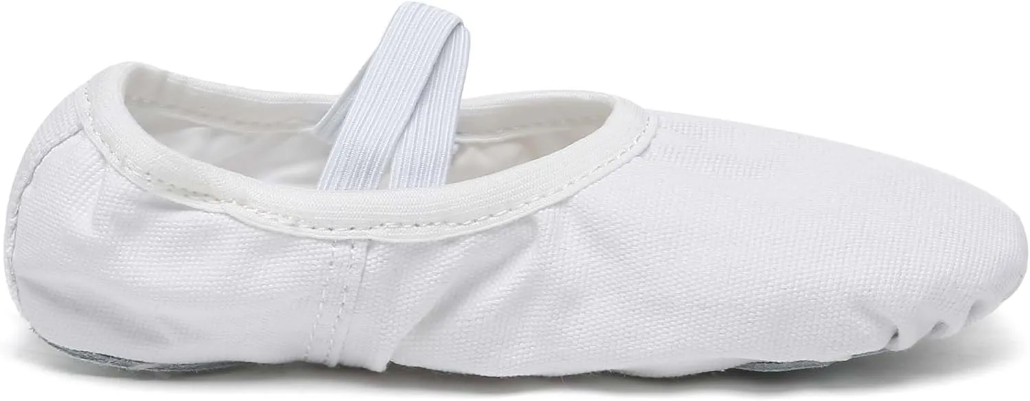 Danzcue Ballet Shoes for Women Soft Canvas/PU Leather Adult Dance Slippers, Ideal Ballet Flats for Women
