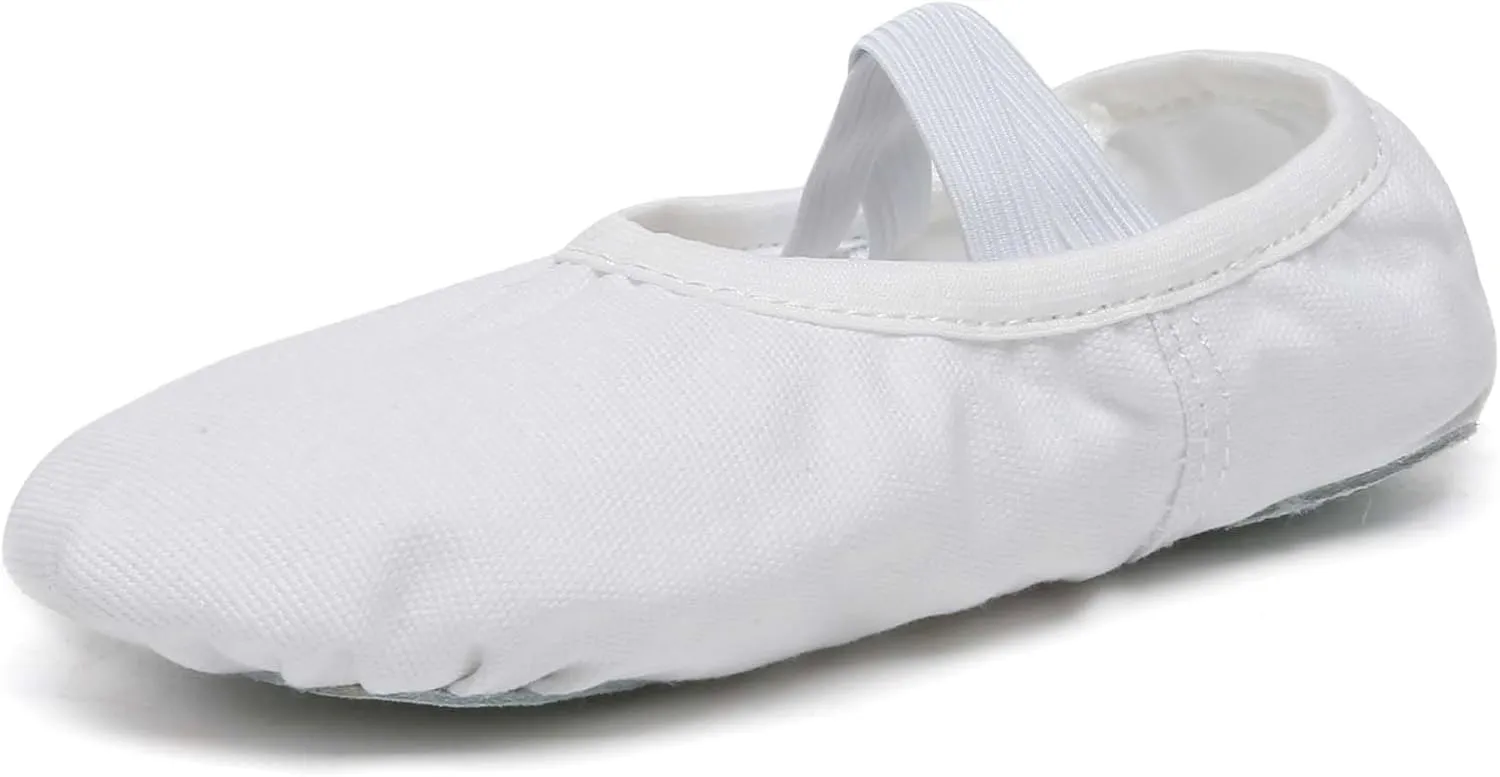 Danzcue Ballet Shoes for Women Soft Canvas/PU Leather Adult Dance Slippers, Ideal Ballet Flats for Women