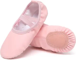 Danzcue Ballet Shoes for Women Soft Canvas/PU Leather Adult Dance Slippers, Ideal Ballet Flats for Women
