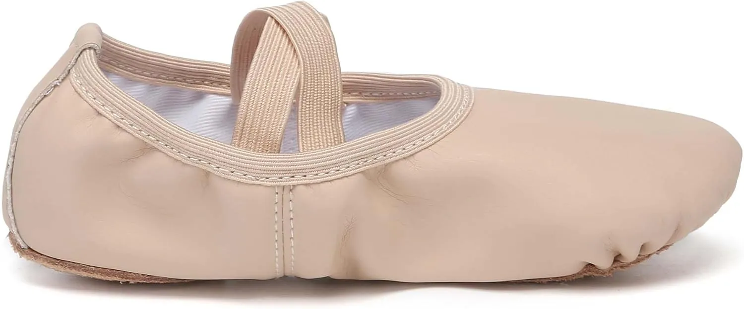Danzcue Ballet Shoes for Women Soft Canvas/PU Leather Adult Dance Slippers, Ideal Ballet Flats for Women